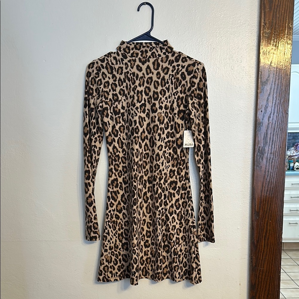 NWT - Mudd / Kohl’s Leopard Turtleneck Flared Dress - size XS